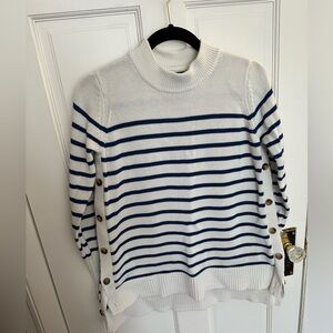 Tuckernuck Bar Harbor striped cotton sweater with side buttons